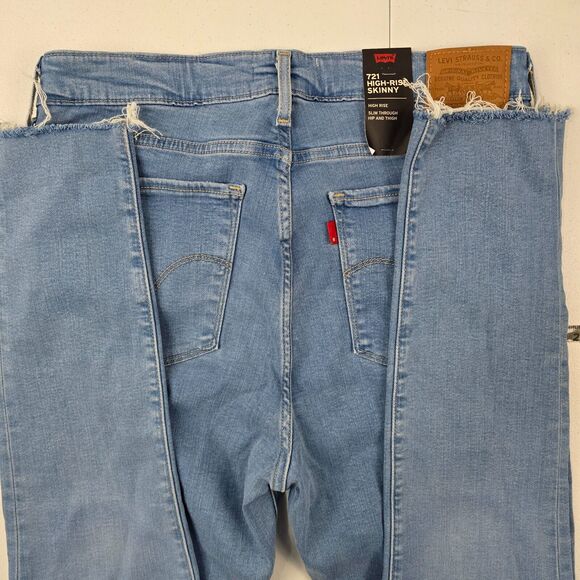 Levi's 721 High Rise Skinny Jeans Light Wash Raw Hem Size 32 4290 NWT - Picture 4 of 11